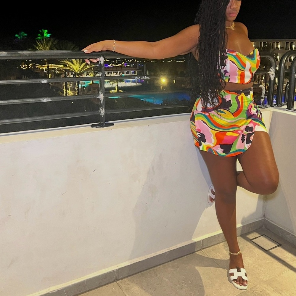 Colorful Abstract Mini Skort and bandeau set